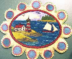 Miniature Punch Needle Rug - Lighthouse Scene